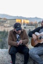 Group of Gypsy musicians performing flamenco art at the famous Mirador de San Nicolas, Granada