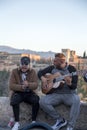 Group of Gypsy musicians performing flamenco art at the famous Mirador de San Nicolas, Granada