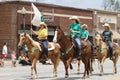 Group of 4H riders on horseback in a parade in small town America Royalty Free Stock Photo