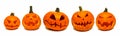 Group of Halloween Jack o Lanterns individually isolated on white