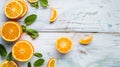 Group of Halved Oranges on Table Royalty Free Stock Photo