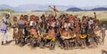 Group of Hamar women dance during bull jumping ceremony. Turmi, Omo Valley, Ethiopia.