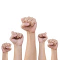 Group of hand and fist lift up high
