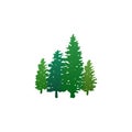 Group of hand painted fir trees. Royalty Free Stock Photo