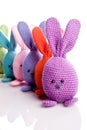 Group of handmade stuffed animal bunnys