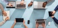 Group Of Hands On Desk Royalty Free Stock Photo