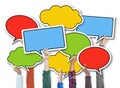 Group of Hands Holding Speech Bubbles Royalty Free Stock Photo