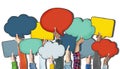 Group Hands Holding Speech Bubbles Concept