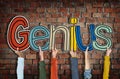 Group of Hands Holding Word Genius Concept Royalty Free Stock Photo