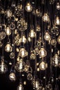 Group of hanging filament lamps Royalty Free Stock Photo