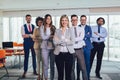 Happy business people and company staff in modern office, representig company.Selective focus Royalty Free Stock Photo