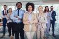 Happy business people and company staff in modern office, representig company.Selective focus Royalty Free Stock Photo