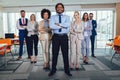 Happy business people and company staff in modern office, representig company.Selective focus Royalty Free Stock Photo