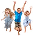 Group of happy cheerful sportive children jumping and dancing Royalty Free Stock Photo