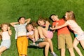 Group of happy children playing outdoors. Royalty Free Stock Photo