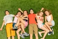 Group of happy children playing outdoors. Royalty Free Stock Photo