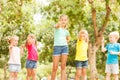 Group of happy children showing thumbs up Royalty Free Stock Photo