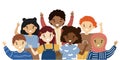 A group of happy children waving. Royalty Free Stock Photo