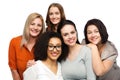 Group of happy different women in casual clothes