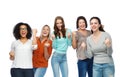 Group of happy different women celebrating victory Royalty Free Stock Photo