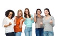 Group of happy different women celebrating victory Royalty Free Stock Photo