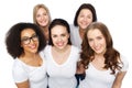 Group of happy different women in white t-shirts Royalty Free Stock Photo