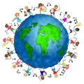 Happy Musical Instrument Kids Around the World Royalty Free Stock Photo