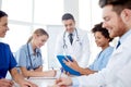 Group of happy doctors meeting at hospital office Royalty Free Stock Photo