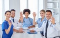 Group of happy doctors meeting at hospital office Royalty Free Stock Photo