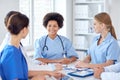 Group of happy doctors meeting at hospital office Royalty Free Stock Photo