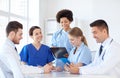 Group of happy doctors meeting at hospital office Royalty Free Stock Photo