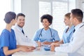 Group of happy doctors meeting at hospital office Royalty Free Stock Photo