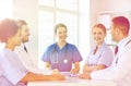 Group of happy doctors meeting at hospital office Royalty Free Stock Photo