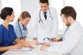 Group of happy doctors meeting at hospital office Royalty Free Stock Photo