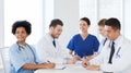 Group of happy doctors meeting at hospital office Royalty Free Stock Photo