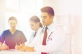 Group of happy doctors meeting at hospital office Royalty Free Stock Photo