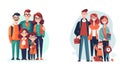 group of happy family mother father daughter son holding hands and hugging complete prosperous family vector Royalty Free Stock Photo