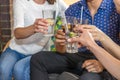 Group of happy friends drinking beer at brewery bar restaurant - Friendship concept with young people having fun together at cool Royalty Free Stock Photo