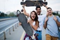 Group of happy friends hang out together Royalty Free Stock Photo