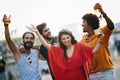 Group of happy friends people having fun together outdoors Royalty Free Stock Photo