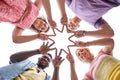 Group of happy friends showing peace hand sign Royalty Free Stock Photo