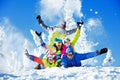 Group happy friends ski resort Royalty Free Stock Photo