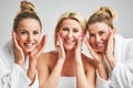 Picture showing group of happy friends in spa Royalty Free Stock Photo