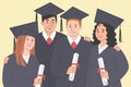 Group of happy graduated students vector isolated