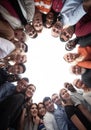 Group of happy international people standing in circle Royalty Free Stock Photo