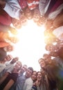 Group of happy international people standing in circle Royalty Free Stock Photo