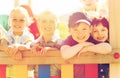 Group of happy kids on children playground Royalty Free Stock Photo