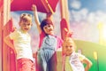 Group of happy kids on children playground Royalty Free Stock Photo
