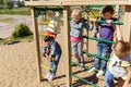 Group of happy kids on children playground Royalty Free Stock Photo