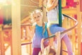 Group of happy kids on children playground Royalty Free Stock Photo